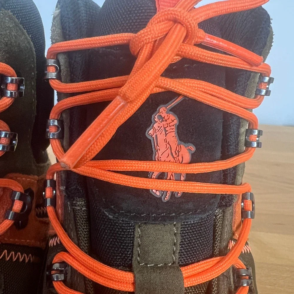 Polo Ralph Lauren Men Mountain Trail Hillingdon Hiking Boots Olive Orange‎ Black